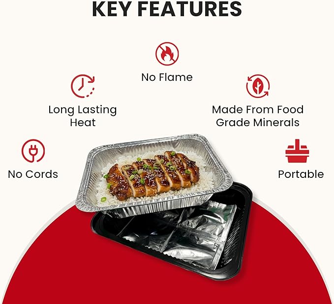 Flameless Food Warming Pads (6 Pack) - Food Warmers for Parties Buffet Disposable - Party Buffet Servers and Warmers for Half Size Pans - Heating Pads for Chafing Dish- Must-Have Catering Supplies