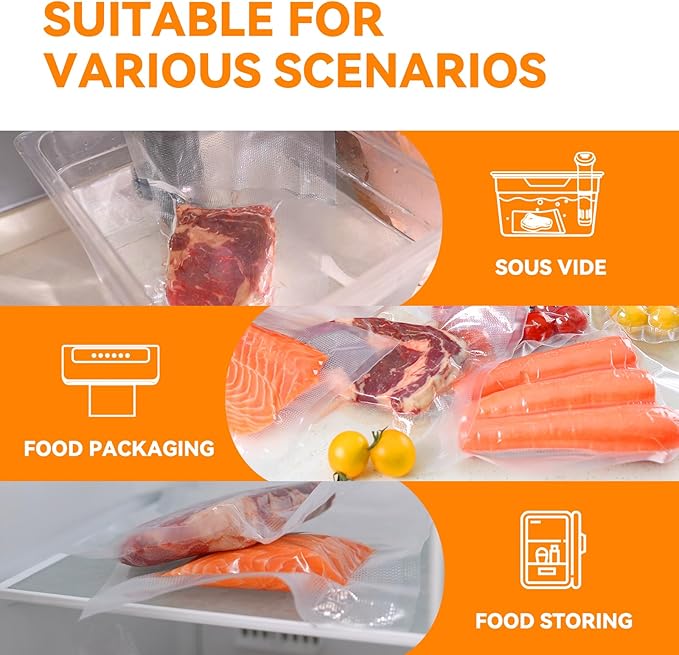 [2024 New] 6" x 50' 3 Rolls, Vacuum Sealer Rolls Bags for Food, Great for Food Storage, Sous Vide and Meal Prep, Wevac Lite