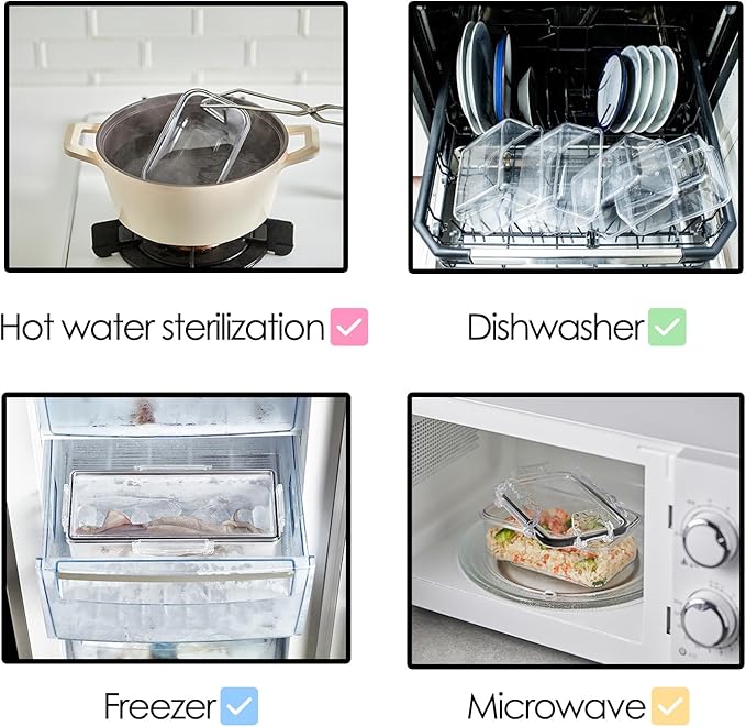 Airtight Food Storage Container With Lid (45.6oz) BPA-Free | Meal Prep | Microwave, Freezer and Dishwasher Safe | Leak-Proof | Kitchen Fridge Organizer Boxes | lids airtight sealing
