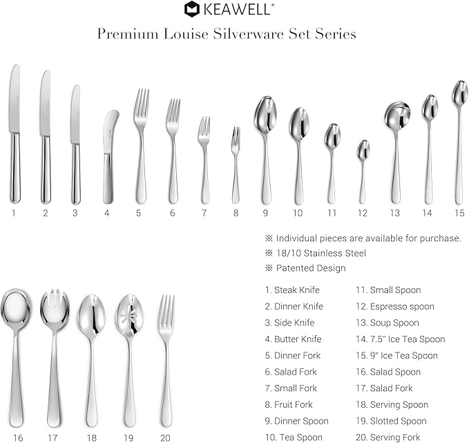 KEAWELL Premium Louise Demitasse Espresso Spoons, 18/10 Stainless Steel, 4.4-Inch Small Size, Dishwasher Safe (4.4 inches, 6)