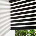 Persilux Cordless Zebra Blinds for Windows Free-Stop Roller Windows Shades (34" W X 47" H, Black) Dual Layer Light Control for Day and Night, Light Filtering Sheer Shades for Home, Easy to Install