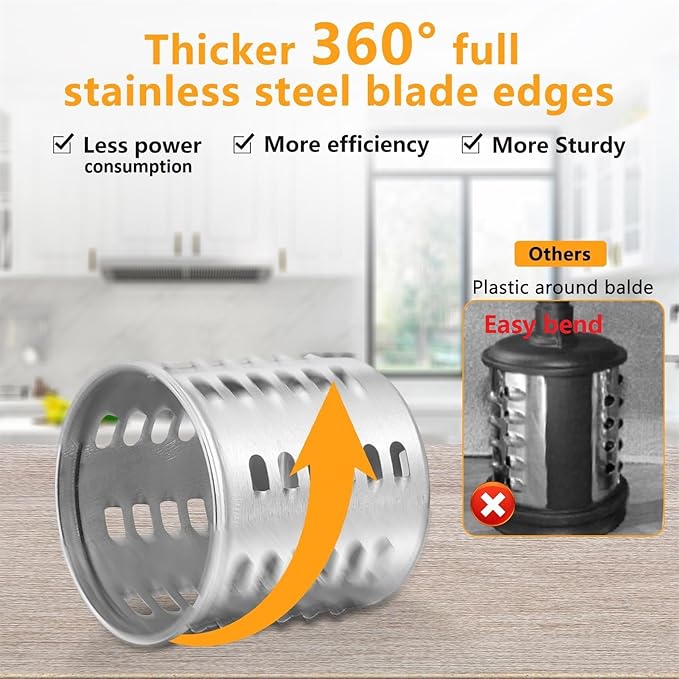 Slicer Shredder Attachment for KitchenAid Mixers, Stainless Steel Cheese Grater Salad Maker Accessories with 3 Cutting Blades,Dishwasher Safe!