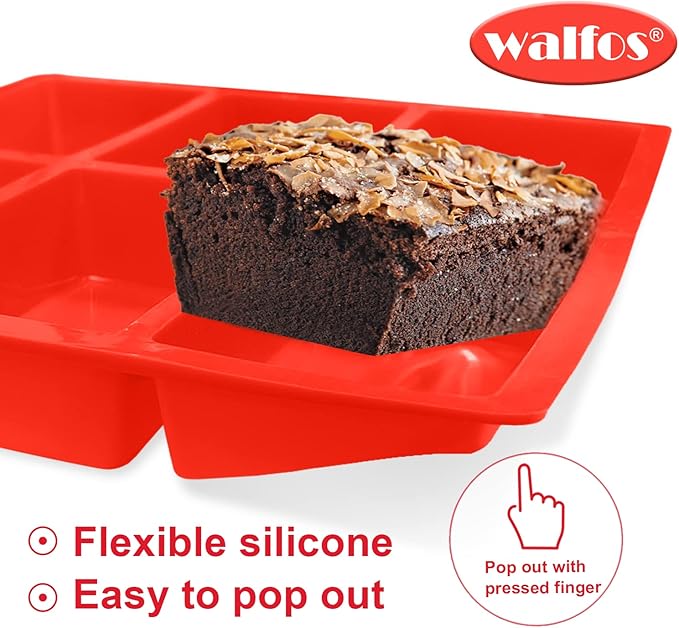 Walfos Silicone Mini Bread Baking Pan 6 Cavities Non-Stick Silicone Mini Loaf Pans 3 pcaks Food Grade Baking Mold For Bread, Cakes, Muffin, Dough, Easy Pop Out and Dishwasher Safe