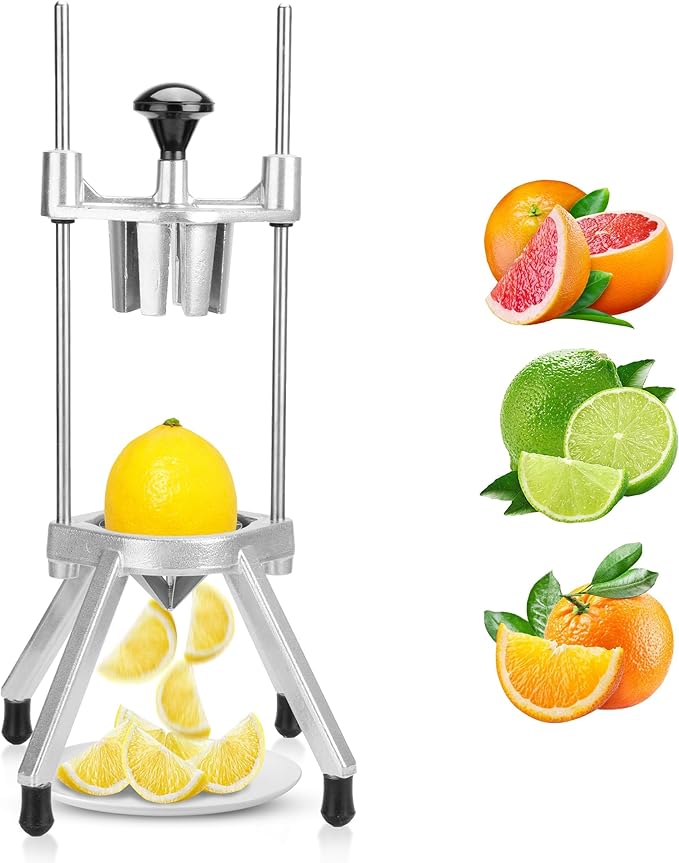 WICHEMI Commercial Easy Wedger 8 Section Lemon Slicer Lime Cutter Stainless Steel Blade Fruit Slicer Commercial Vegetable Chopper Dicer Lemon Cutter for Home Bar Restaurant