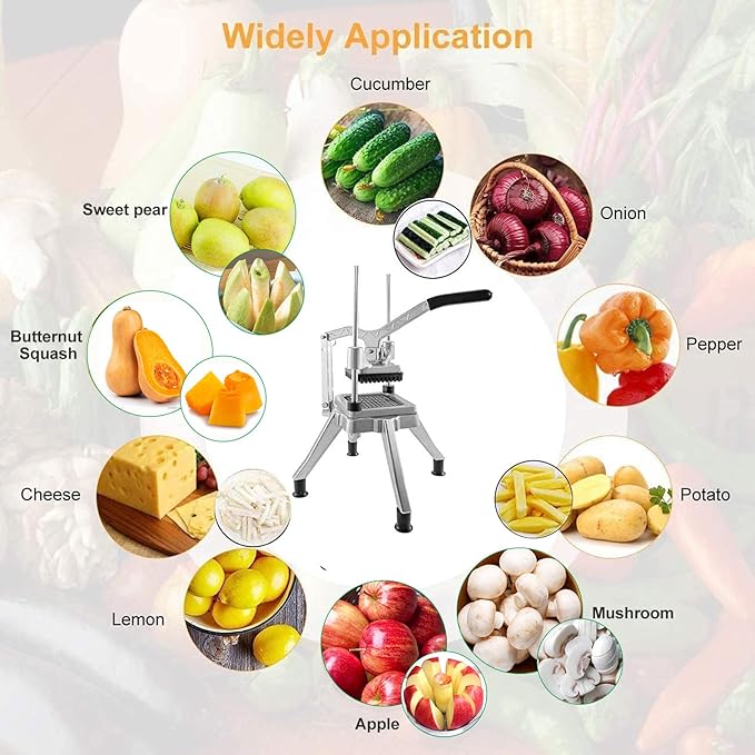 Commercial Vegetable Fruit Food Chopper Stainless Steel Replacement Blades, 1/2", 3/8", 1/4" & 6-Wedge Blades for Restaurants Home Kitchen
