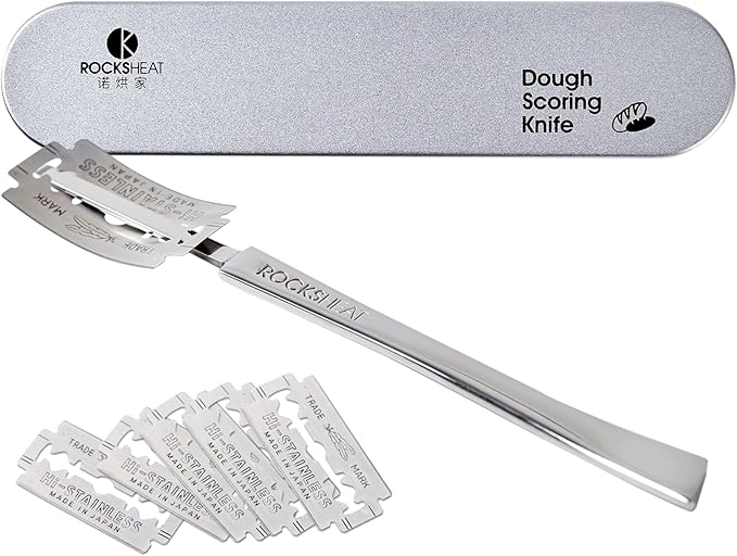 Bread Lame Dough Scoring Tool, Stainless Steel Scoring Knife with 5 Feather Blades, Sourdough Scoring Tool for Bread Baking, Baking Tool for Baking Beginners