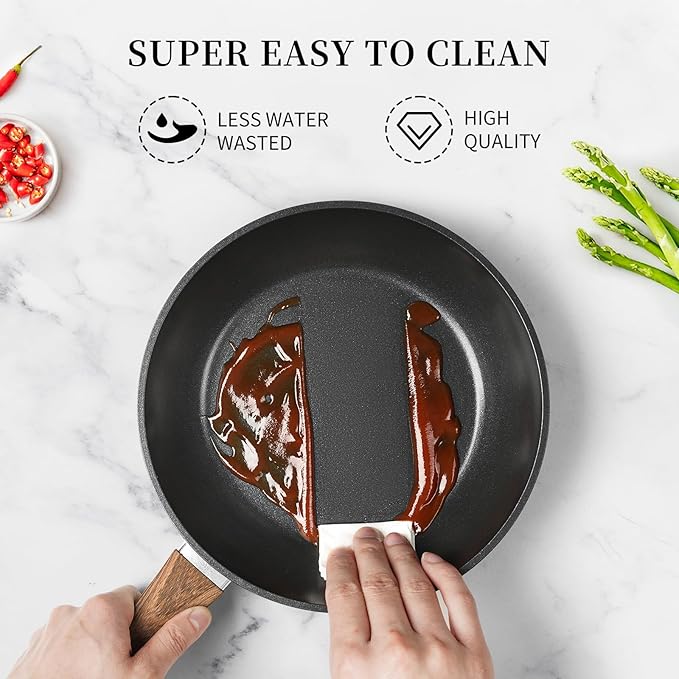 Innwewell 11 inch Nonstick Frying Pan, Non Stick Frying Pan Large Skillet Pan Omelette chef's Pan, Induction Compatible, No Toxic & PFOA Free, Black