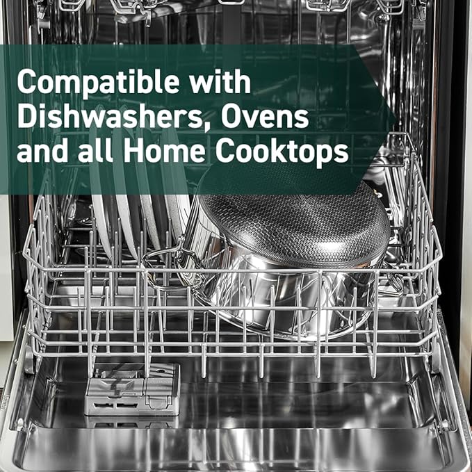 HexClad Hybrid Nonstick 7-Piece Cookware Set, 2Qt Pot with Lid, 8Qt Pot with Lid, and Tabletop Salt and Pepper Grinder Set, Stay-Cool Handles, Dishwasher and Oven-Safe, Induction Ready