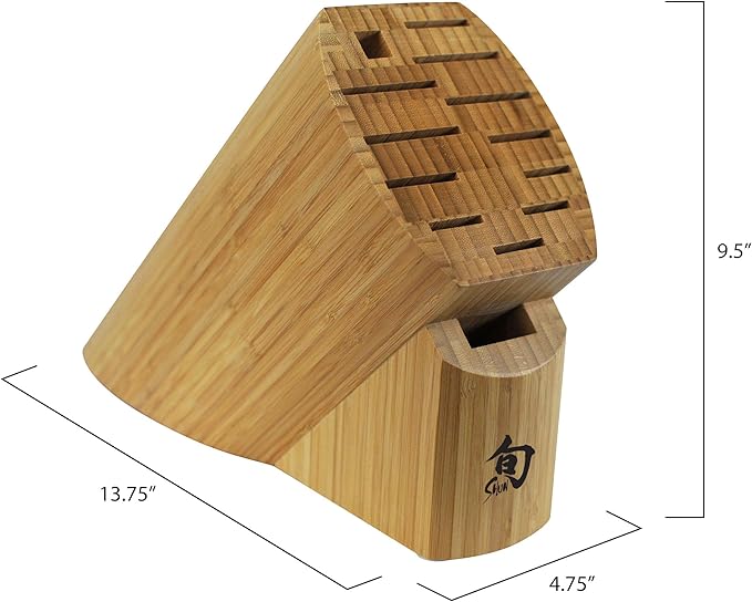 Shun Bamboo Oval Knife Block, 13 Slot Large Knife Holder, Made from Genuine Bamboo, Kitchen Storage for Professional and Home Chefs
