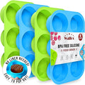 Walfos Oreo Molds Silicone, Non-Stick Round Chocolate Covered Oreos Mold for Candy, Cookies, Pudding, Soap, Jello, Set of 4 (Blue/Green)