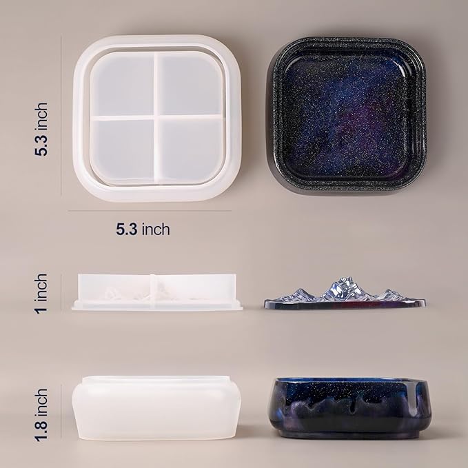 Moukiween Large Storage Box Molds with Lid, Resin Jar Mold, Silicone Box Mold for Storage Jewelry Epoxy Casting DIY Crafts