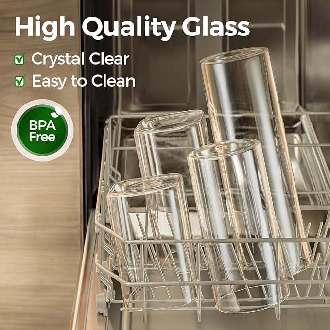 ComSaf 1.2 Qt Glass Storage Containers with Lids, Glass Jars with Lids, Clear Food Storage Jar, Square Canister Set of 9, Pantry Organizers and Storage for Cookie Flour Oat Pasta Tea Coffee Bean