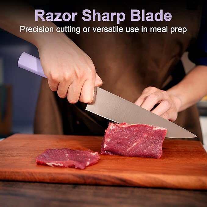 8 Inch Chef Knife, AR-RPM9 Steel & Ergonomic Handle Cooking Knife, Ultra Sharp Professional Kitchen Knife with Oak Sheath, Gift for Home Chefs