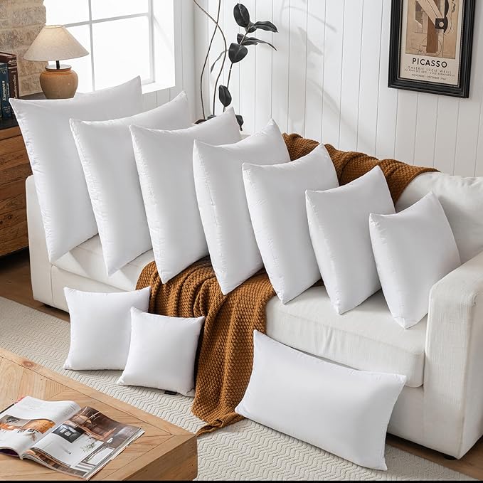 Euro Pillow Inserts 30x30 inchs - Feather and Down Fill - Cotton Fabric - Set of 2 Throw Pillow Insert