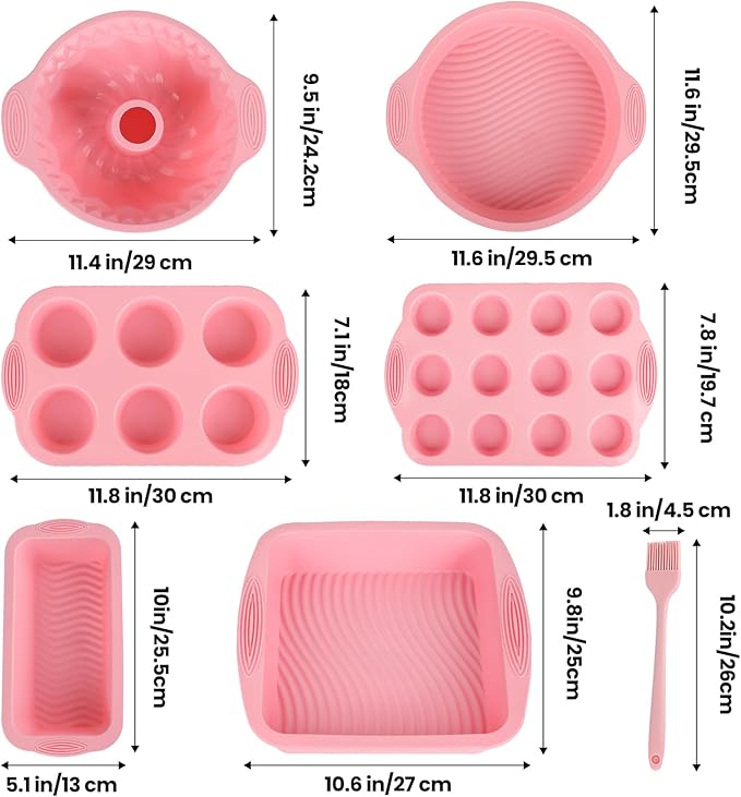 Silicone Bakeware Set, Heat Resistant Baking Pans, Nonstick Baking Molds for Cake