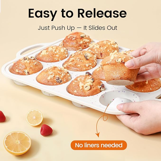 Silicone Muffin Pans for Baking with Metal Reinforced Frame 2 Pack with 6 Pack cupcake boxes（6 count）, Nonstick Silicone Cupcake Pan for Baking Homemade Muffins, Dishwasher Safe BPA Free
