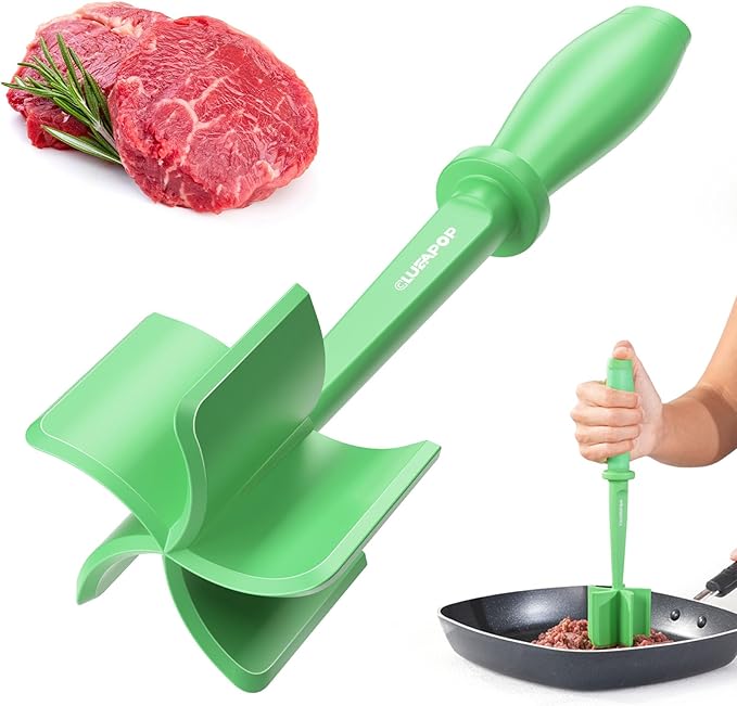 Heat Resistant Nylon Meat Chopper and Potato Masher, Safe for Non-Stick Cookware, 11-Inch,Heat Resistant Meat Masher for Hamburger Meat, Ground Beef Smasher, Potato Masher Tool