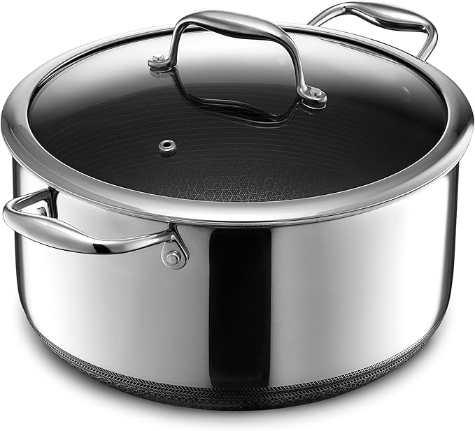 HexClad Hybrid Nonstick 7-Piece Cookware Set, 2Qt Pot with Lid, 8Qt Pot with Lid, and Tabletop Salt and Pepper Grinder Set, Stay-Cool Handles, Dishwasher and Oven-Safe, Induction Ready