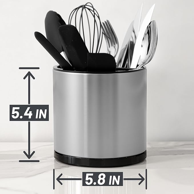Silverware Caddy Cutlery Organizer for Countertop 360° Rotating Silverware Holder for Fork Knife Spoon Flatware Organizer 3 Compartments Cutlery Holder