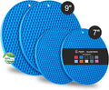 Joyhalo Trivets for Hot Dishes - Hot Pads for Kitchen, Silicone Pot Holders for Hot Pots and Pans, Silicone Mats for Kitchen Countertops, Table, Flexible Easy to Wash and Dry, True Blue
