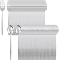 SUT 200Pcs Plastic Silverware,Plastic Spoons and Forks, Disposable Silverware,Silver Plastic Silverware, Disposable Forks and Spoons, Includes 100 forks, 100 spoons for Party, Birthday, Wedding