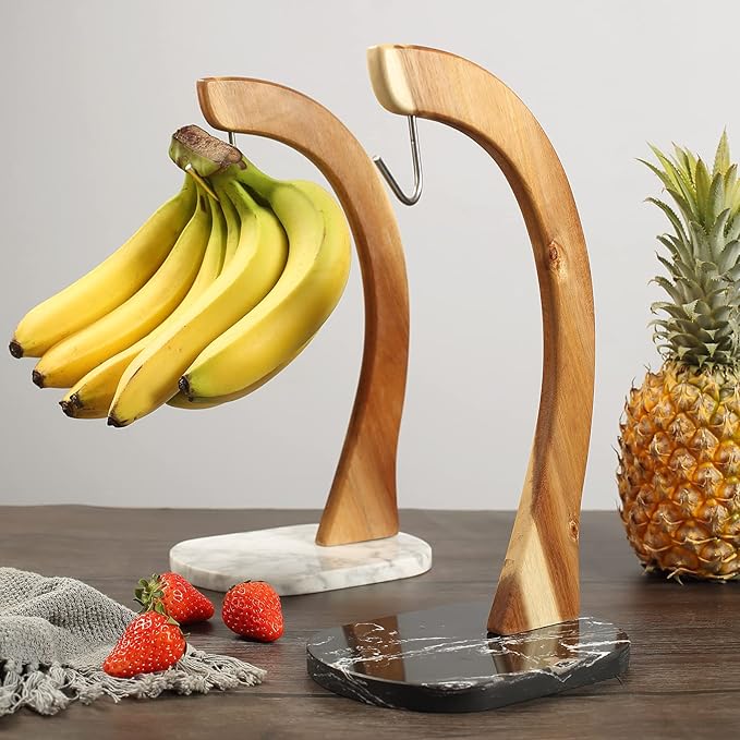 everous Banana Hanger black Marble Base,Modern Banana Holder Tree Stand for kitchen home None Slip Banana Rack Banana holder stand
