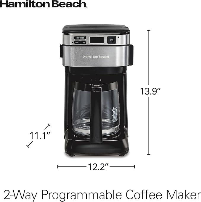 Hamilton Beach 12 Cup Programmable Coffee Maker, FrontFill™ Drip Coffee Maker