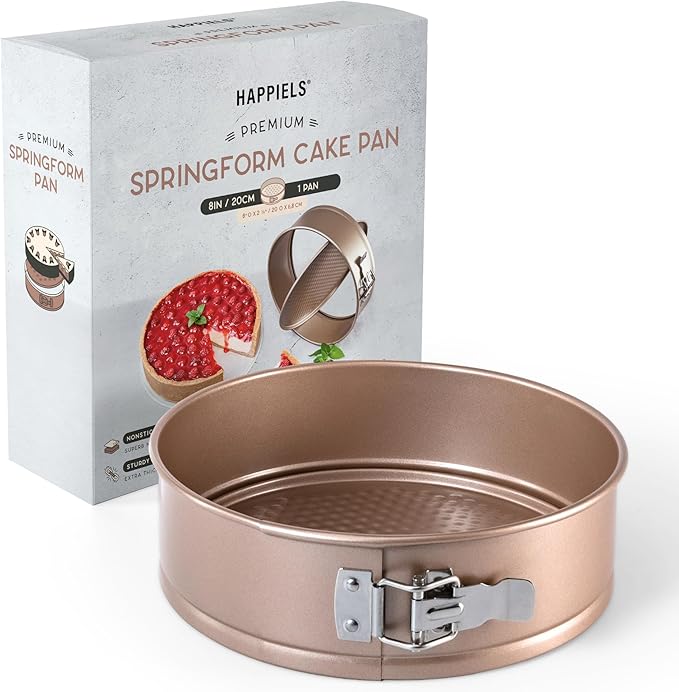 HAPPIELS Nonstick 8 Inch Springform Cheesecake Pan | PFOA & BPA Free Non Toxic Spring Form Cake Mold | Best Nontoxic Non Stick Springform Pans for Baking | Leakproof Cake Tin