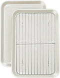 Nonstick Baking Sheet Pan Set (2 Cookie Sheets + 1 Cooling Rack), Jelly Roll Pan for Baking Roasting, Size 15 x 10 x 1 Inch, Warp-Free, Easy Clean, Dishwasher Safe