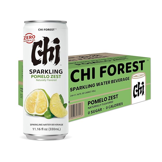 CHI FOREST Pomelo Sparkling Water Beverage, Zero Sugar Drinks, Zero Artificial Flavor, 11.16 fl oz Cans (Pack of 24)
