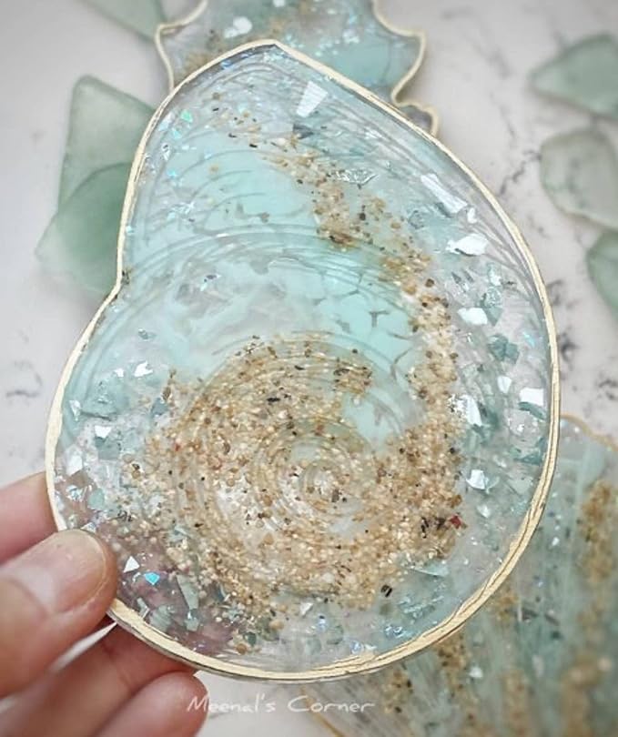 Shell Coaster Resin Mold Seashell Silicone Coaster Epoxy Resin Molds for Making Cup Mats Agate Coaster Mold Home Decoration Making Cup Mats Wine Glass Holder Home Decor DIY Craft Project