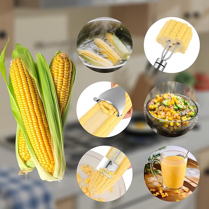 Corn Peeler Tool for Corn on The Cob, Upgrade 3pcs Corn Cob Stripper & Kernel Remover with Long Handle - The Ultimate Kitchen Gadget for Effortless Cooking, A Must-Have Gift for Dining Enthusiasts