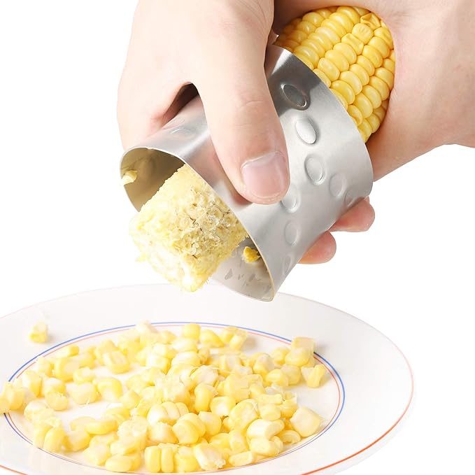 Corn Stripper Cutter Stainless Steel Corn Peeler Corn Stripping Tool for Home Kitchen with Serrated Blade