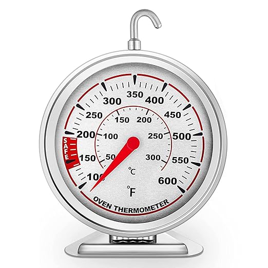 Oven Thermometer with Large 3" Dial | Accurate Oven Temperature Reading | Dual Scale 100°F-600°F & -40°C-310°C | for Gas/Electric Ovens, Grill, BBQ, Baking, Meat
