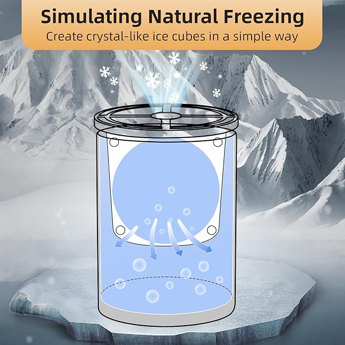 Clear Ice Cube Maker - 2.5" Ball - Stainless Steel Clear Ice Maker - Compact Design - for Whiskey, Cocktails, Bourbon - 8 PACK