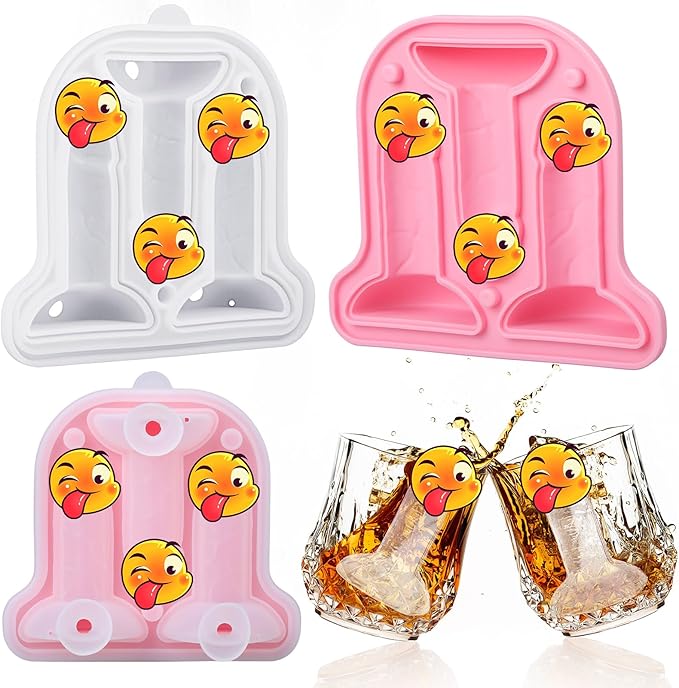 Hoolerry Ice Cube Molds Cube Trays Fun Shapes Silicone Ice Ball Maker with Lid for Whiskey Cocktails Juice Drinks Beverage Crafting Accessories White Elephant Gifting(Pink,Classic Style)