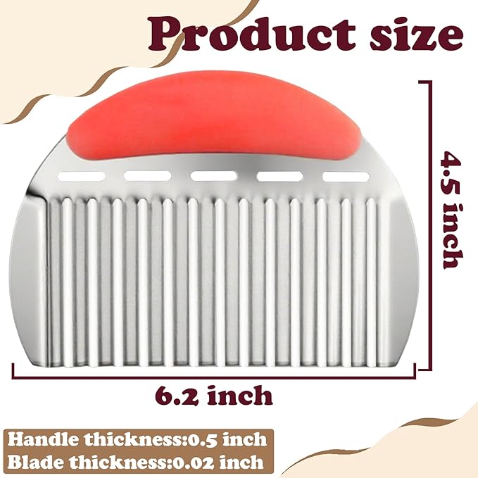 Large Potato Crinkle Cutter,Potato Slicer,Waffle Fry Cutter for Potatoes,Stainless Steel Vegetable Slicer,French Fry Crinkle Slicing,Wavy Slicing for Veggies,Cucumber Chopper,Carrot Chopper
