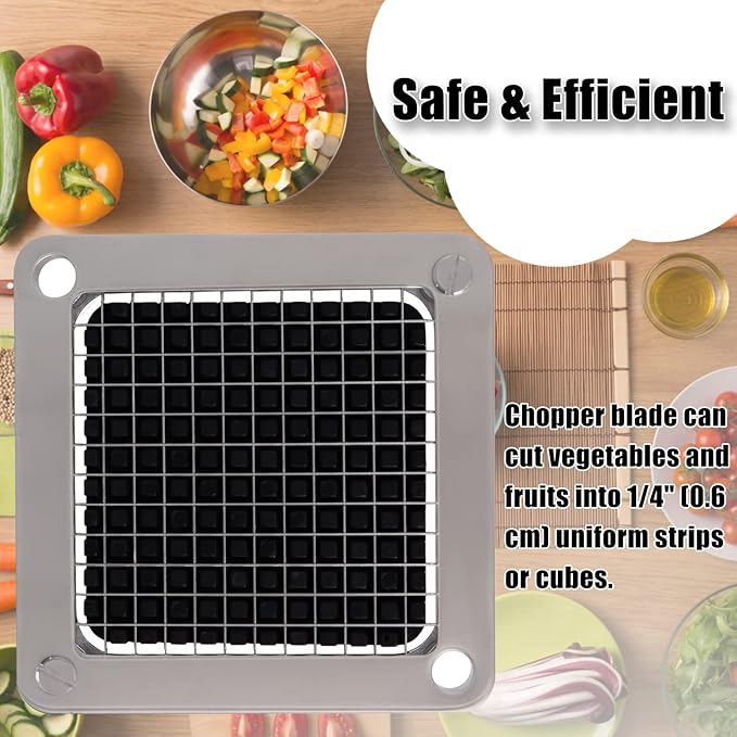 1/4" Replacement Dicer Chopper Blade with Pusher Block, Commercial French Fry Cutter Blade, Commercial Vegetable Chopper for Onion Dicer Tomato Dicer French Fries Cutter