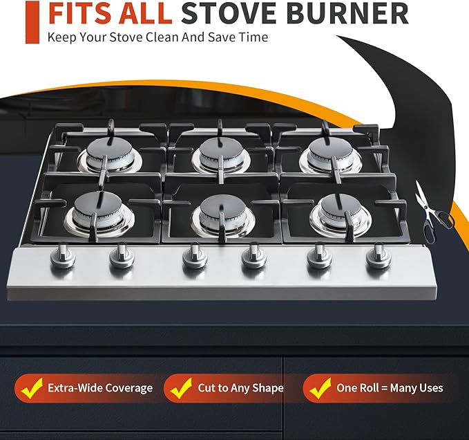 Large Roll-Up Oven Liners – 17” x 75” Non-Stick, Reusable Heavy Duty Mats for Oven Bottom, Toaster & Oven Types – BPA & PFOA Free Kitchen Accessory (Black)