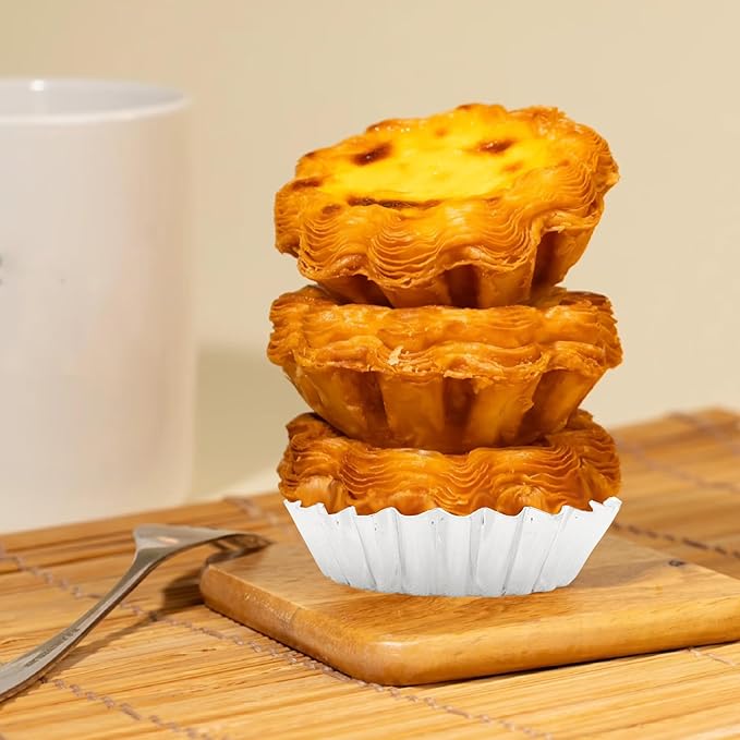 pson 20Pcs 3.75 Inch Egg Tart Molds, Non-Stick Aluminum Mini Tart Pans for Baking Tarts, Pies, Cupcakes, Muffins, Pudding, and Desserts