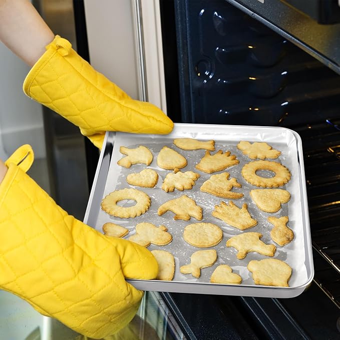 Mimorou 6 Pcs Baking Sheet Set Stainless Steel Cookie Sheet Cookie Baking Pan Bakeware Oven Tray Dishwasher Safe Commercial Grade Pans(12x9.5x1 Inch)