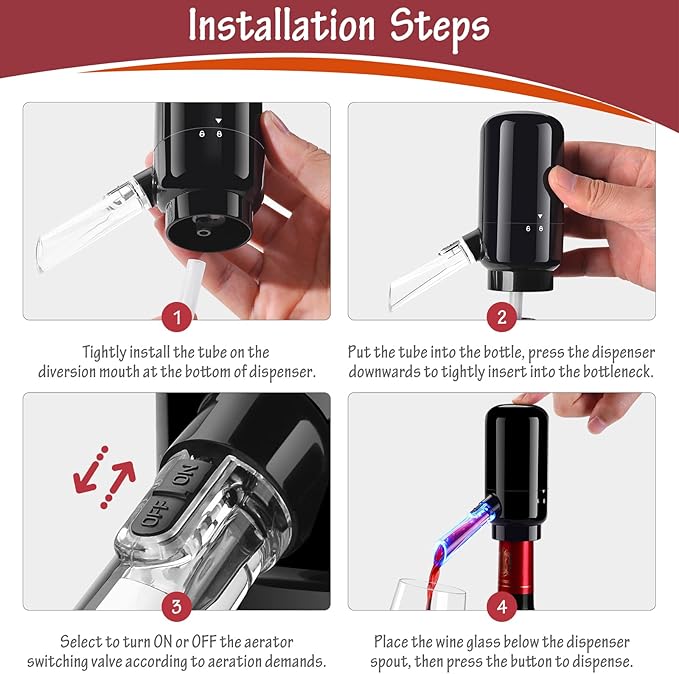 Electric Wine Aerator Pourer,Portable One-Button Wine Dispenser Machine and Wine Decanter Multi-Smart Automatic Filter Wine Pourer for Red Wine,Best Wine Gifts for Women and Wine Lovers