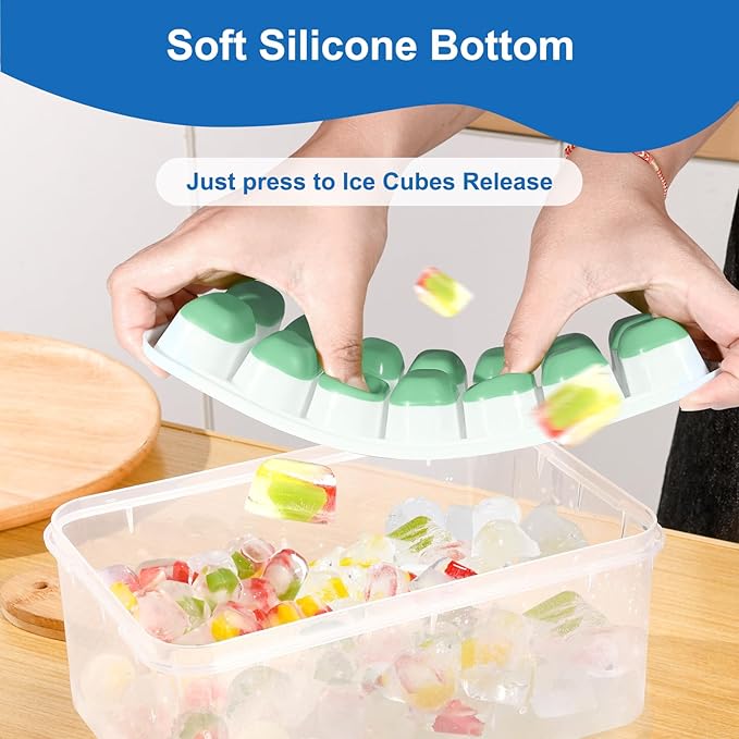 Ice Cube Tray with Lid, 3 Pack Silicone Easy-Release Ice Trays for Freezer, Stackable Ice Cube Molds for Drinks, Cocktails, Whiskey, Coffee - BPA-Free and Odor-Free