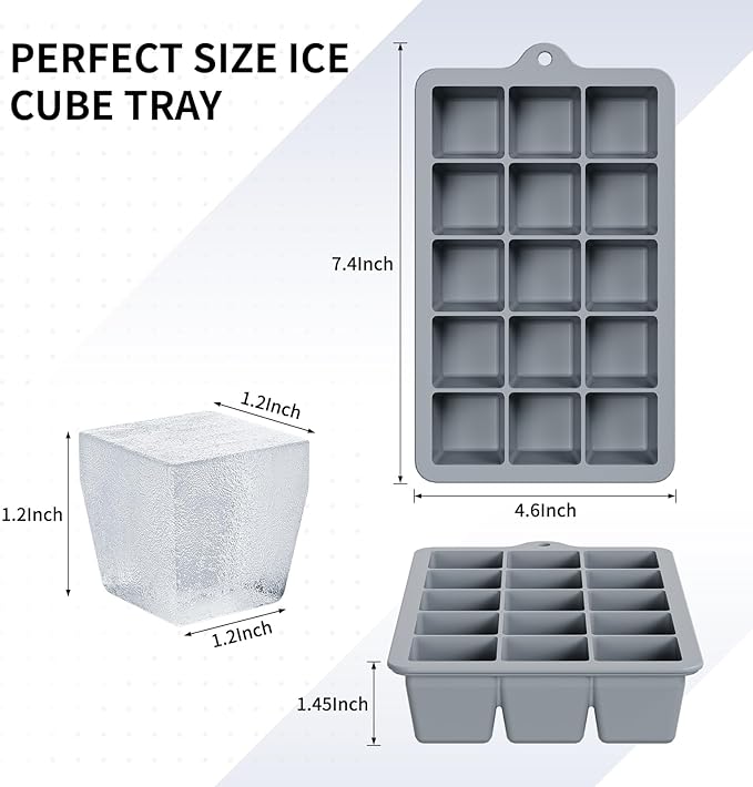 Silicone Ice Cube Tray 3 Pack, HANCELANT Ice Cube Mold, Ice Trays for Freezer with Lid for Whiskey, Baby Food, BPA Free, Easy Release