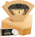 Cafe Le Rou Natural Unbleached Paper Cone Coffee Filters, #4 Size, Brown, 100 Count, for Pour-Over and Drip Coffee Makers