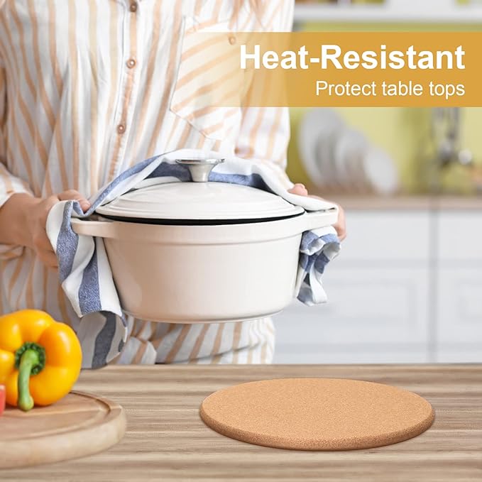 16 Pack Thick Cork Trivets - 8 Inch Heat Resistant Multifunctional Cork Board Hot Pads for Table & Countertop