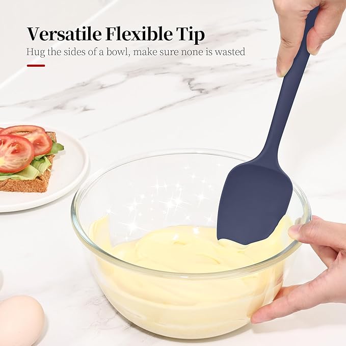 600ºF Heat Resistant Spatula, 11.34 inch High Heat Food Safe Semless Kitchen Silicone Spoon Spoonula Scraper for Cooking Baking Mixing Scraping Stirring Nonstick Cookware Pan (Midnight Blue)