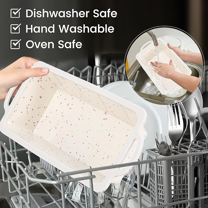 CAKETIME Silicone Bread Loaf Pan, Metal Reinforced Frame Nonstick 10x4.8x2.3 inch Silicone Loaf Pans for Baking Homemade Loaf, Bread, Meatloaf BPA Free 2 Pack
