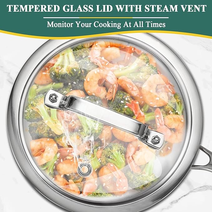DELARLO Kitchen Pot Set, Tri-Ply Stainless Steel Saucepan Set, 1.0QT 2QT 3.5QT, Cooking Set, Fast Even Heat, Saucepan set Compatible with all Cooktops 600℉（Lids 300℉） 3.5QT Pot with a Steamer