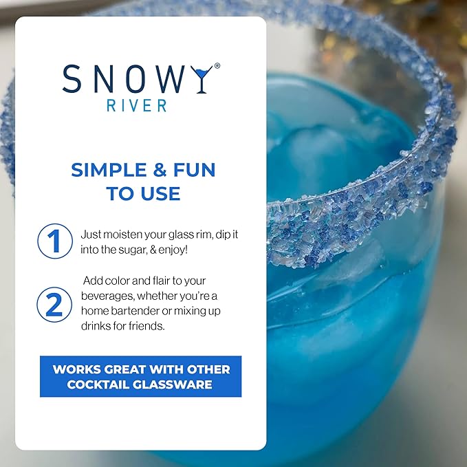 Snowy River Blue Dream, Cocktail & Margarita Sugar Rimmer - Vibrant Naturally Colored Sugar for Cocktail Rimming, Baking & Decorating, Medium Crystal - 4oz